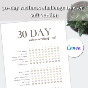 30-Day Editable Challenge Tracker | Daily Habit Tracker Template | Workout Fitness Challenge | Printable A3, A4 & US Letter