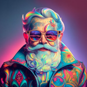 Santa with Sunglasses PNG, Cute Christmas T Shirt Sublimation Design, Pink Santa PNG, Christmas Clipart PNG, Psychedelic