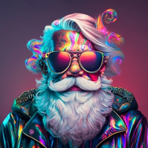 Santa with Sunglasses PNG, Cute Christmas T Shirt Sublimation Design, Pink Santa PNG, Christmas Clipart PNG, Psychedelic