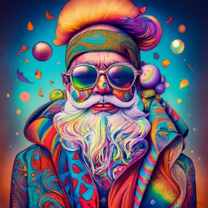 Santa with Sunglasses PNG, Cute Christmas T Shirt Sublimation Design, Pink Santa PNG, Christmas Clipart PNG, Psychedelic