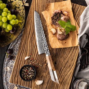 8-Inch Chef Knife - 67 Layer Damascus Steel, Stabilised Wood & Resin Handle, Ultra Sharp, Durable Professional Kitchen Knife