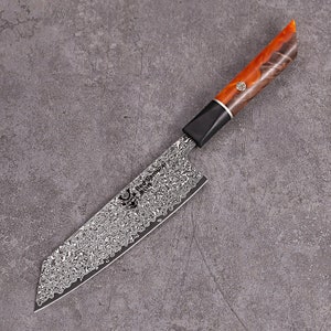 Custom Engraved 180mm Kiritsuke Knife - Japanese AUS-10 Damascus, Elegant Resin Handle, Ideal Gift for Chefs & Culinary Enthusiasts