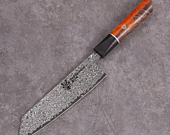 Individuell graviertes 180-mm-Kiritsukemesser - japanischer AUS-10-Damast, eleganter Harzgriff, ideales Geschenk für Köche und Genussmenschen