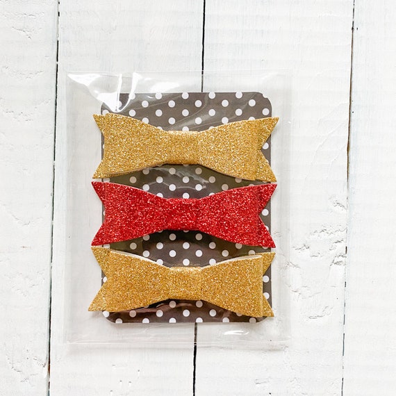Red and Gold Glitter Paper Bow Trio Pack Gift Wrap Paper Crafts - Etsy