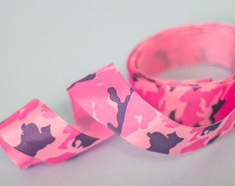 Pink Camouflage Print Grosgrain Ribbon 38mm wide 3m printed ribbon