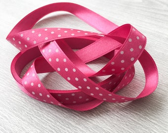 Pink Spotty Ribbon 3m - 10mm or 15mm wide