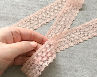 Peachy Spot Stretch Lace Trimming 35mm wide