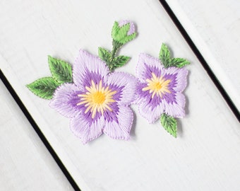 Lilac Flower Motif Iron-On Patch