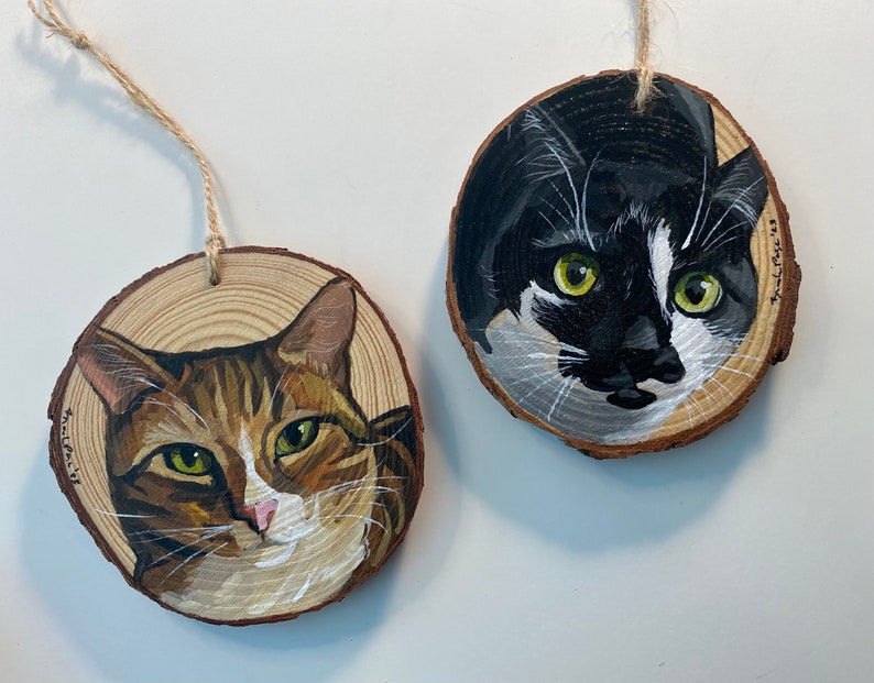 Custom pet portrait, custom pet ornament, hand painted pet, pet ornament, pet lovers, cat ornament, dog ornament, pet gift, Pet memorial image 3