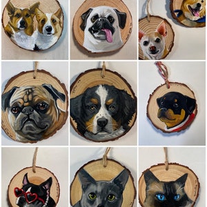 Custom pet portrait, custom pet ornament, hand painted pet, pet ornament, pet lovers, cat ornament, dog ornament, pet gift, Pet memorial image 1