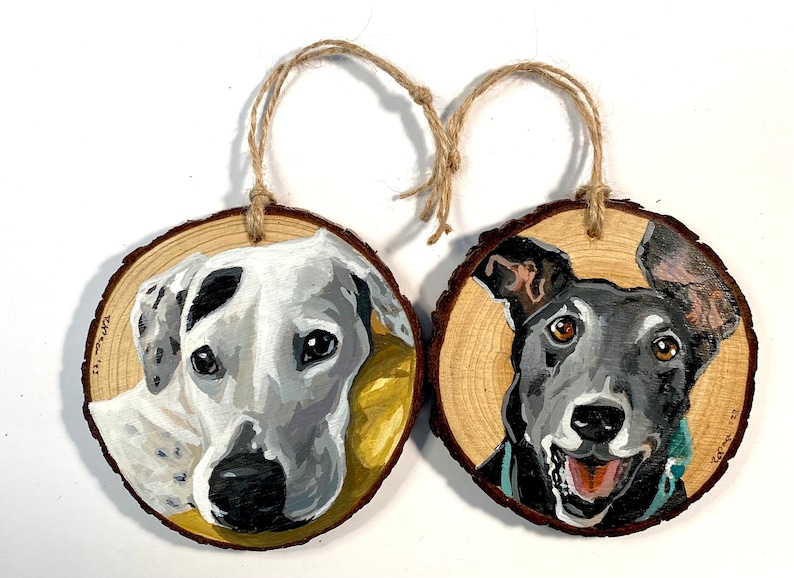 Custom pet portrait, custom pet ornament, hand painted pet, pet ornament, pet lovers, cat ornament, dog ornament, pet gift, Pet memorial image 2