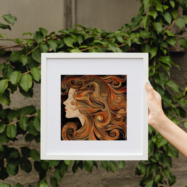 Digital Art SET OF 4 Art Deco, Abstract, Retro Women With Flowing Hair. Great for a Salon Can be Printed on Paper or Canvas Framed And Hung