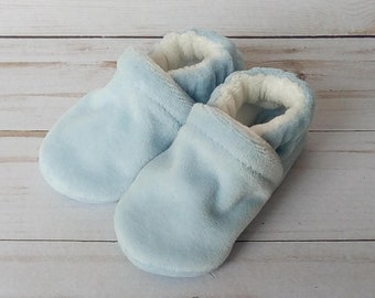 Light Blue : Handmade Baby Shoes Soft Sole Cotton Knit Fabric Non-Slip Booties