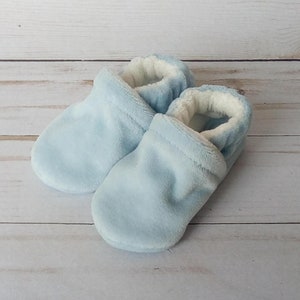 Light Blue : Handmade Baby Shoes Soft Sole Cotton Knit Fabric Non-Slip Booties