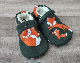 Sweet Foxes : Handmade Soft Sole Shoes Cotton Knit Fabric Non-Slip Booties Baby Toddler Child Adult