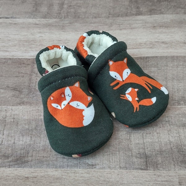 Sweet Foxes : Handmade Soft Sole Shoes Cotton Knit Fabric Non-Slip Booties Baby Toddler Child Adult