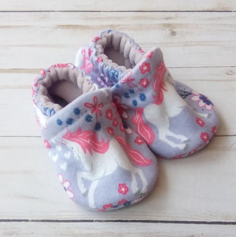 Purple Unicorn Handmade Baby Shoes Soft Sole Cotton Knit