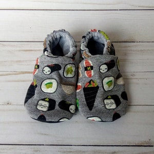 Ready to Ship Sushi Handmade Baby Shoes Soft Sole Cotton Knit Fabric Non-Slip Booties image 2