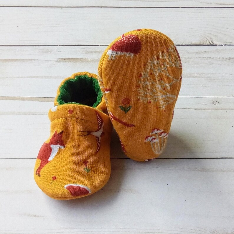 Forest Animals : Handmade Soft Sole Shoes Cotton Knit Fabric Non-Slip Booties Baby Toddler Child Adult image 5