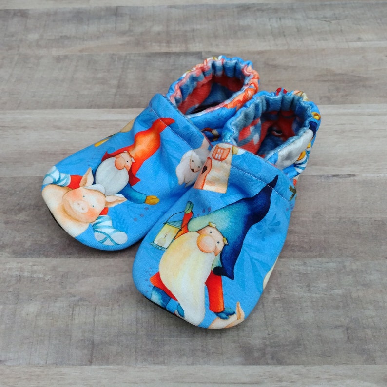 Gnomes : Handmade Baby Toddler Shoes Soft Sole Cotton Knit Fabric Non-Slip Booties image 3