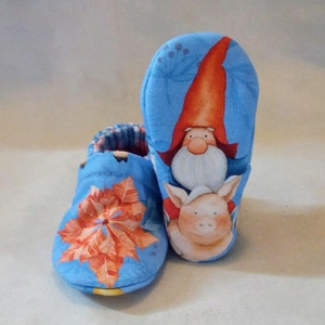 Gnomes : Handmade Baby Toddler Shoes Soft Sole Cotton Knit Fabric Non-Slip Booties image 5