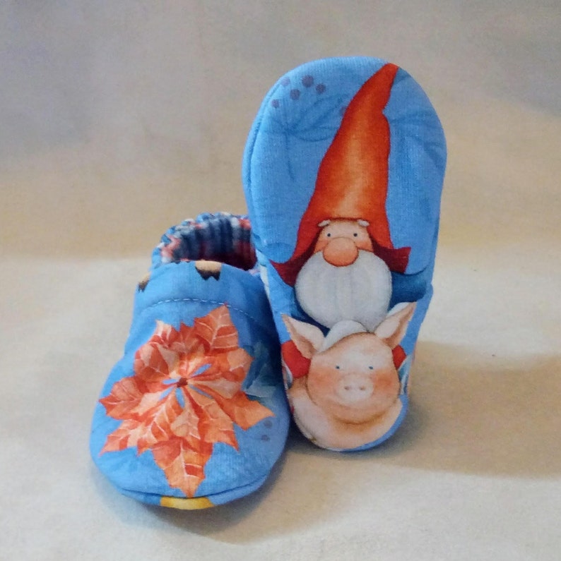 Gnomes : Handmade Baby Toddler Shoes Soft Sole Cotton Knit Fabric Non-Slip Booties image 5
