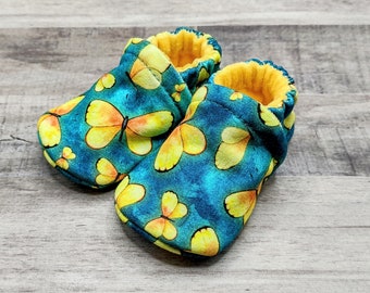 Enchanted Butterflies : Handmade Soft Sole Shoes Cotton Knit Fabric Non-Slip Booties Baby Toddler Child Adult