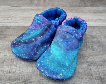 Galaxy : Handmade Soft Sole Shoes Cotton Knit Fabric Non-Slip Booties Baby Toddler Child Adult