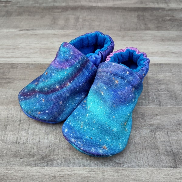 Galaxy : Handmade Soft Sole Shoes Cotton Knit Fabric Non-Slip Booties Baby Toddler Child Adult