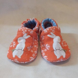 Snowflake Bunny: Handmade Baby Shoes Soft Sole Cotton Knit Fabric Non-Slip Booties image 2