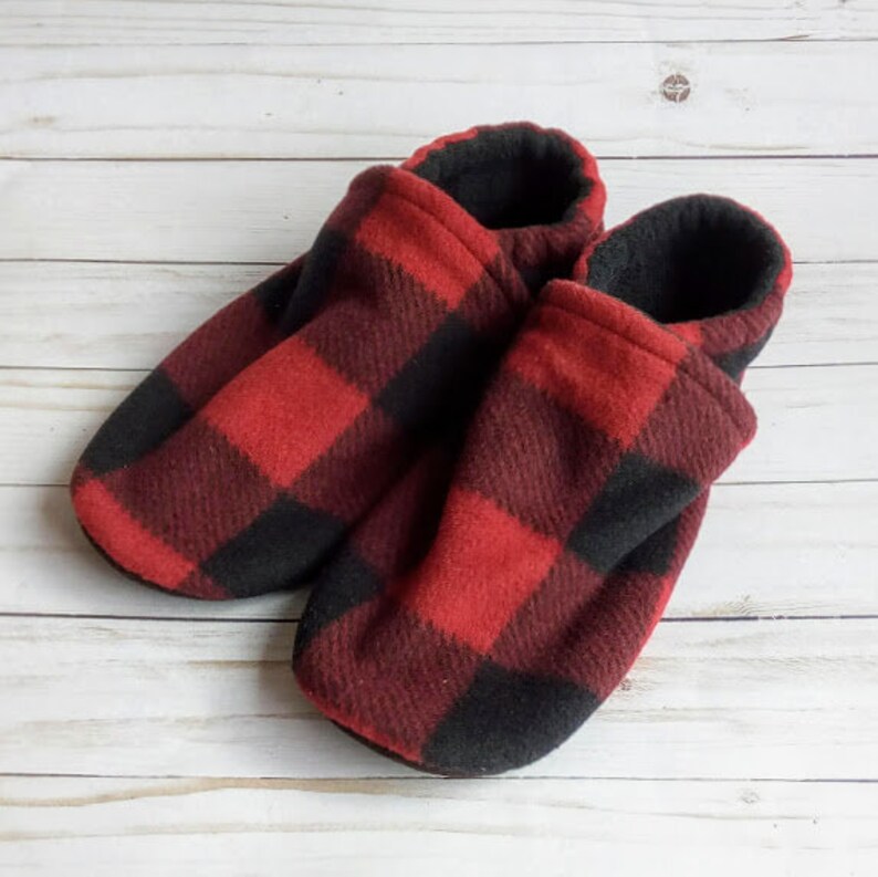 red buffalo plaid slippers