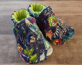 Gothic Horror : Handmade Soft Sole Shoes Cotton Knit Fabric Non-Slip Booties Baby Toddler Child Adult