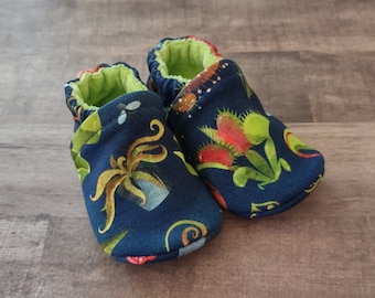 Carnivorous Plants : Handmade Soft Sole Shoes Cotton Knit Fabric Non-Slip Booties Baby Toddler Child Adult