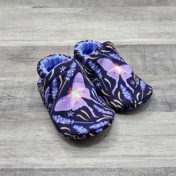 Lavender Luna : Handmade Soft Sole Shoes Cotton Knit Fabric Non-Slip Booties Baby Toddler Child Adult