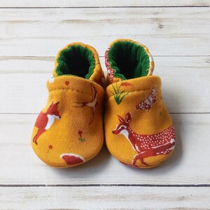 Forest Animals : Handmade Soft Sole Shoes Cotton Knit Fabric Non-Slip Booties Baby Toddler Child Adult image 2