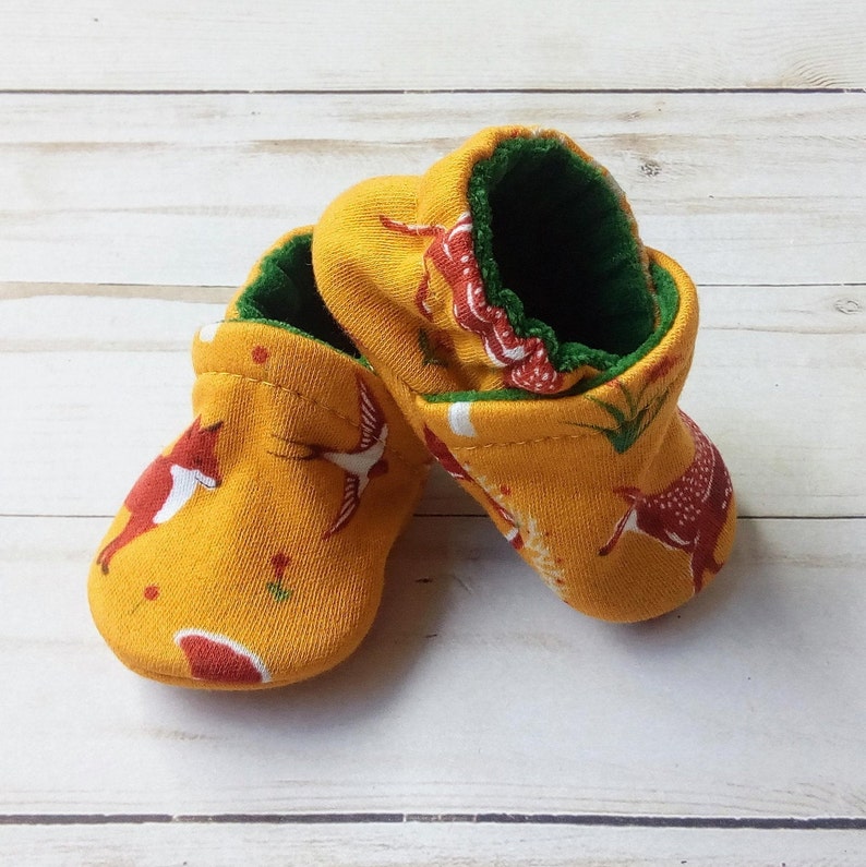 Forest Animals : Handmade Soft Sole Shoes Cotton Knit Fabric Non-Slip Booties Baby Toddler Child Adult image 4