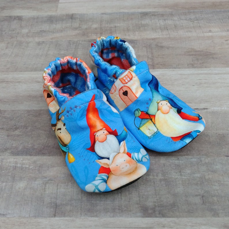Gnomes : Handmade Baby Toddler Shoes Soft Sole Cotton Knit Fabric Non-Slip Booties image 2