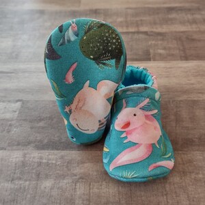 Axolotl : Handmade Soft Sole Shoes Cotton Knit Fabric Non-Slip Booties Baby Toddler Child Adult image 5