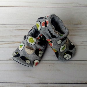 Ready to Ship Sushi Handmade Baby Shoes Soft Sole Cotton Knit Fabric Non-Slip Booties image 3