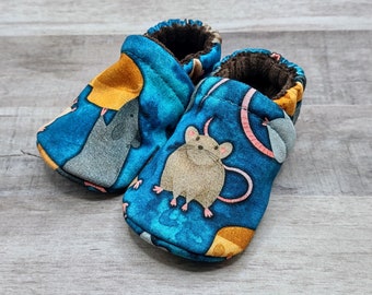 Rats! : Handmade Soft Sole Shoes Cotton Knit Fabric Non-Slip Booties Baby Toddler Child Adult