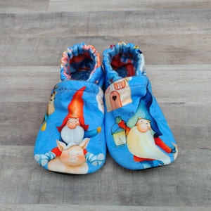 Gnomes : Handmade Baby Toddler Shoes Soft Sole Cotton Knit Fabric Non-Slip Booties