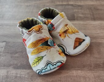 Cicadas : Handmade Soft Sole Shoes Cotton Knit Fabric Non-Slip Booties Baby Toddler Child Adult