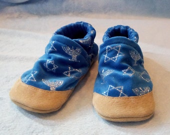 Hanukkah: Handmade Baby Toddler Shoes Slippers Soft Sole Fabric Non-Slip Booties