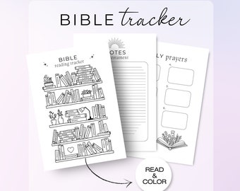 Bible Reading Tracker - Books of the Bible, Old Testament, New Testament | Bible Log Printable Christian Coloring - God Study Kids Checklist