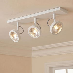 Rosa 3 Light White Parabolic Ceiling Spotlight Plate, Modern Rectangular Ceiling Light Fixture, Adjustable Kitchen Hallway Lighting
