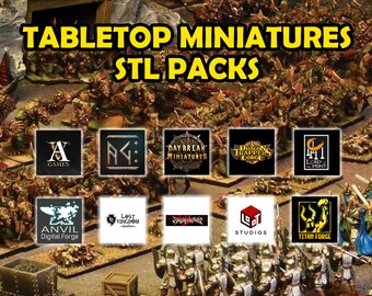 Tafelblad STL Pack, Miniatuur STL Pack, DnD Miniaturen, Bordspellen STL