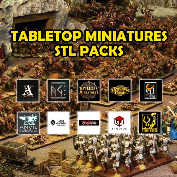 Pack STL de table, Pack STL de miniatures, D&D Miniatures, STL de jeux de société