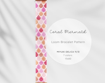 Mermaid Scale Loom Bracelet Pattern | Beaded Jewelry Pattern PDF | Loom Beading Grid for Miyuki Delica 11/0 Beads