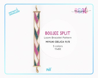 Modèle de bracelet à tisser à chevrons Boujee | Motif de bijoux en perles PDF | Grille à tisser pour perles Miyuki Delica 11/0