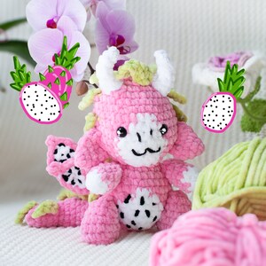 Crochet Pattern - Dragon Fruit Dragon Cute Easy Amigurumi PDF Crochet Tutorial